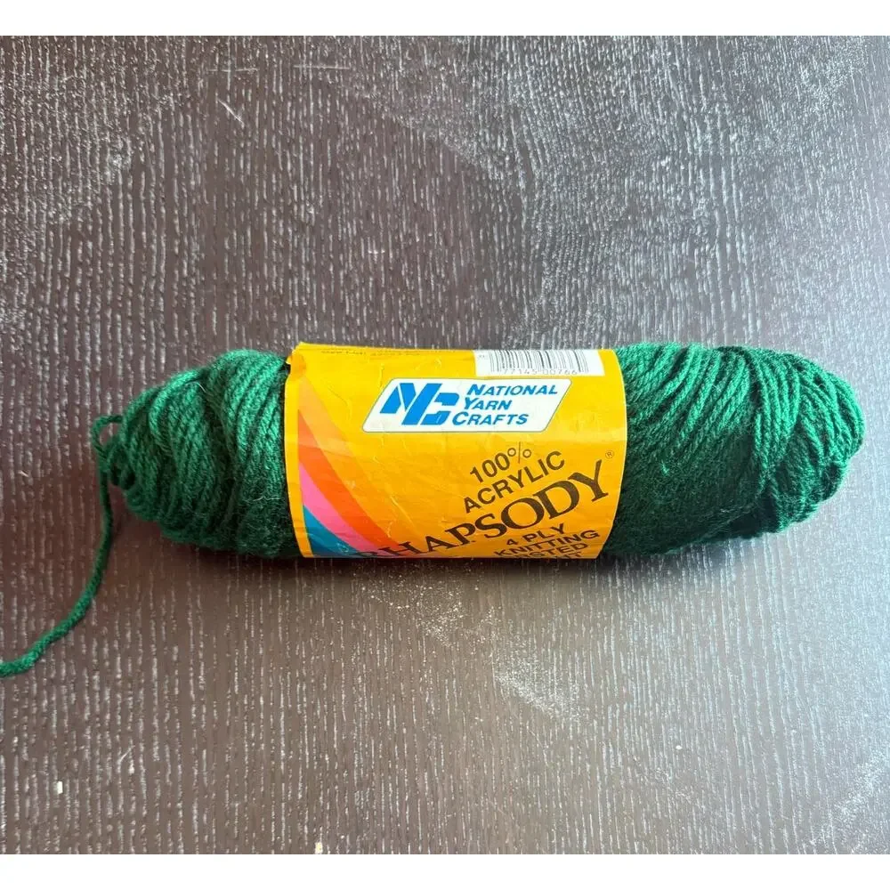 Lot of 4 Vintage National Yarn Crafts Rhapsody Yarn in Hunter Green Acrylic